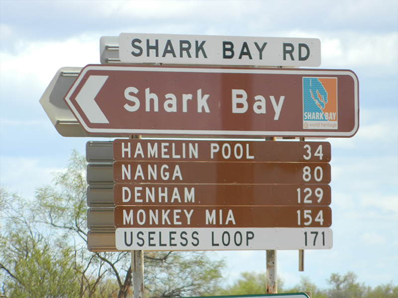 Shark Bay Tourism road signs