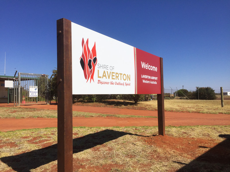 Shire of Laverton entry sign - Airport signage