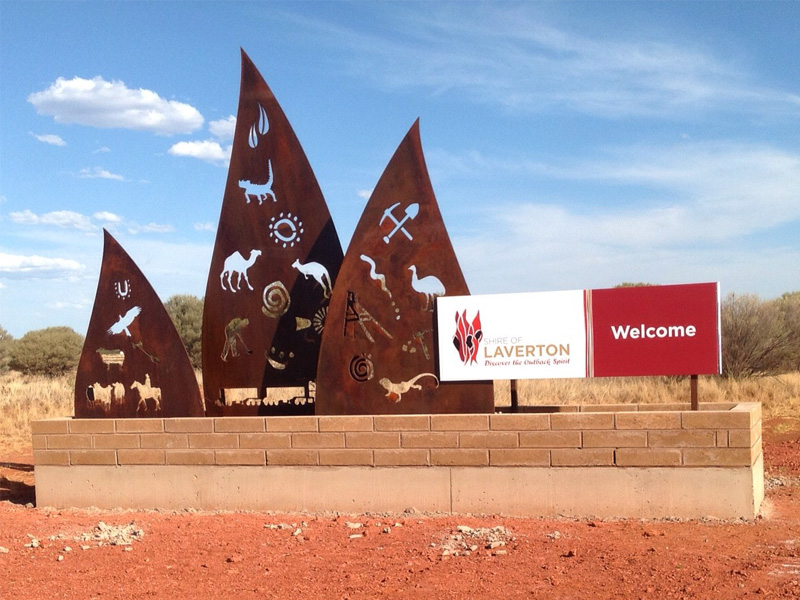 Shire of Laverton entry sign - Completed installation