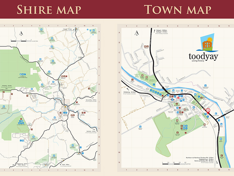 Shire of Toodyay Visitor Information bay - Shire and Town maps