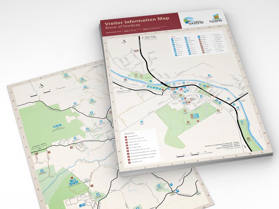 Tear-off A3 Visitor information maps developed for the Shire of Toodyay